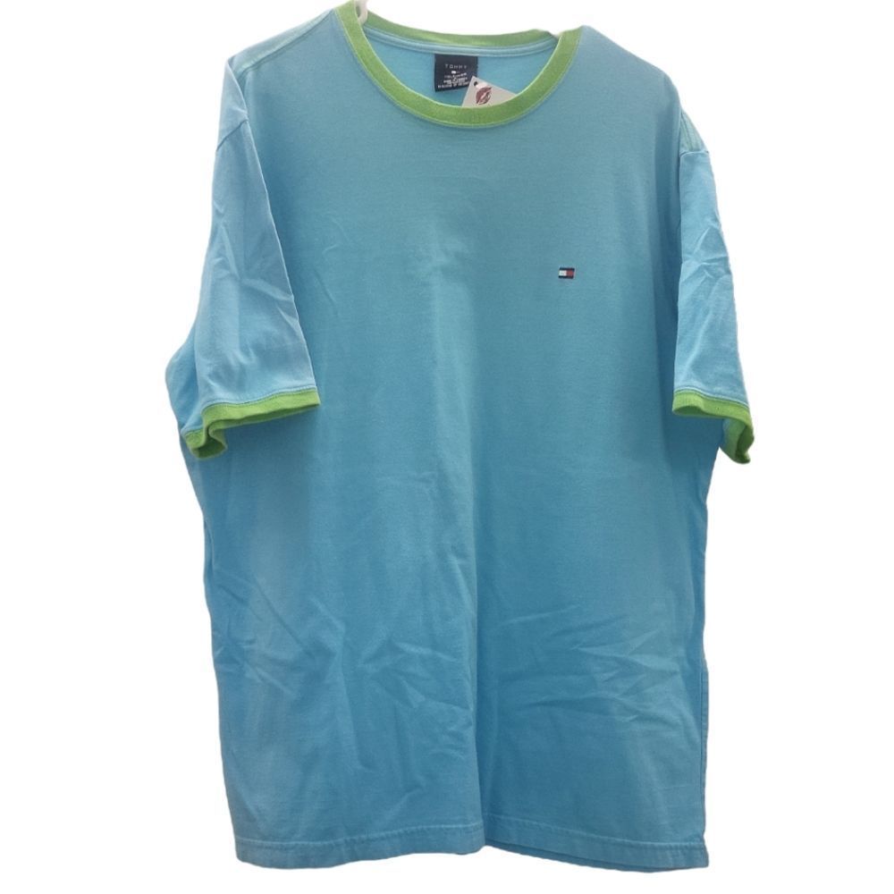 TOMMY HILFIGER Blue Vintage Ringer  Stitched Short-Sleeve T-shirt‎ Size Large